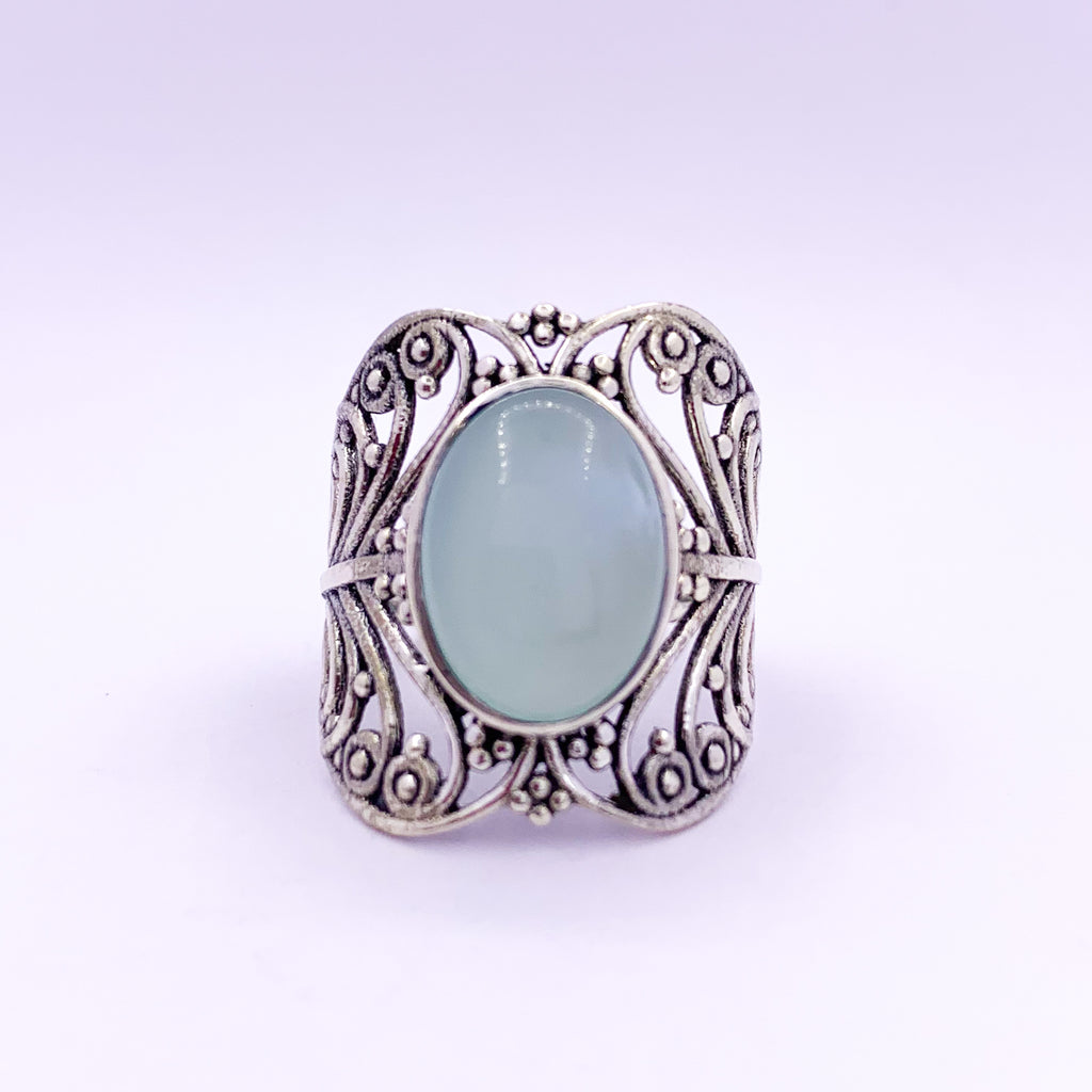 Silver Ring | Blue Chalcedony - Earthly Beauty Jewellery