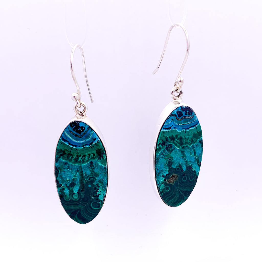Oval Earrings | Chrysocolla Malachite - Earthly Beauty Jewellery