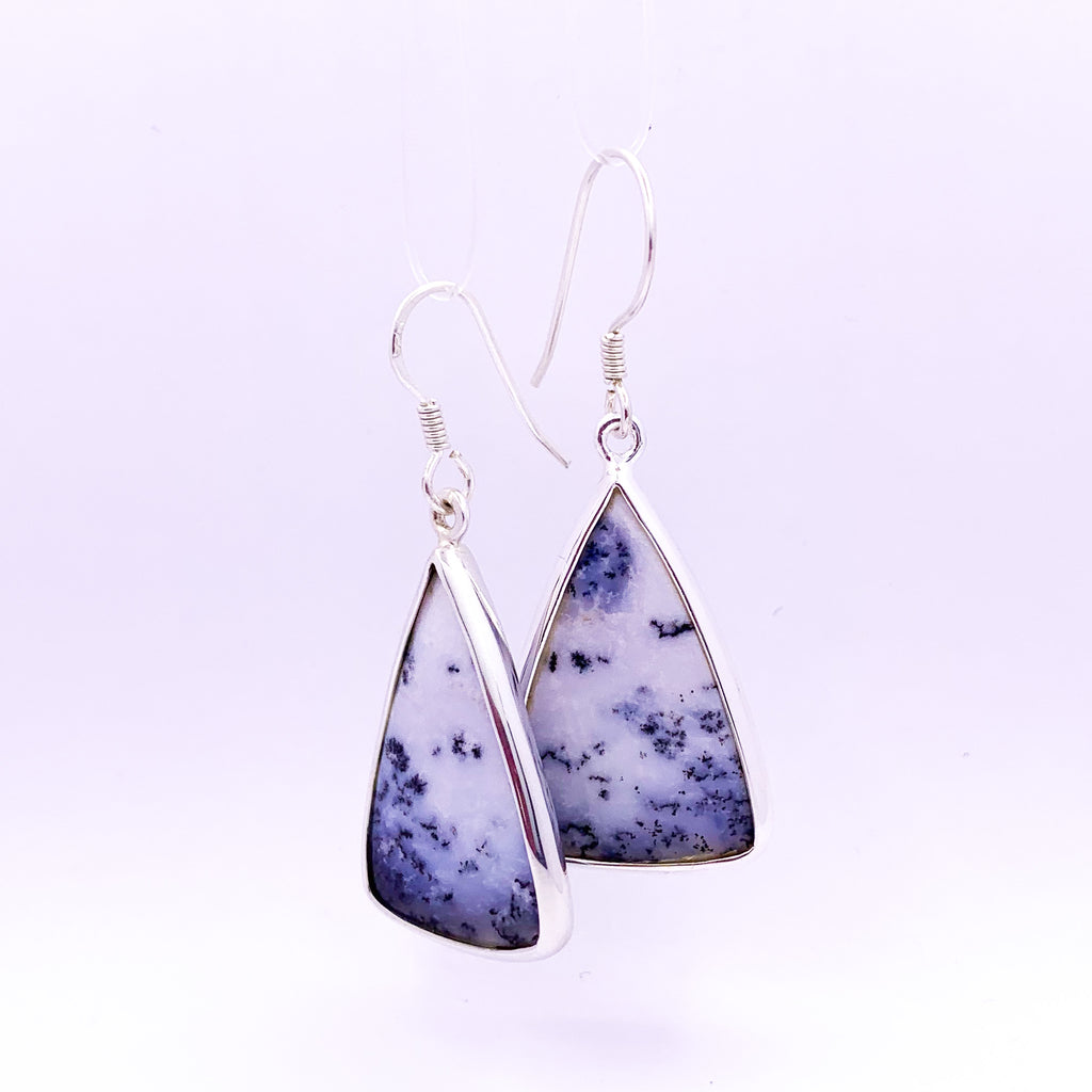 Triangle Drop Earrings | Dendritic Agate - Earthly Beauty Jewellery