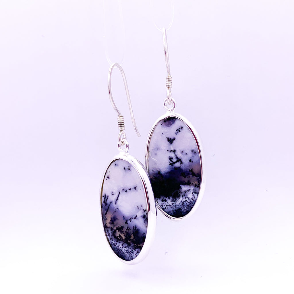 Oval Drop Earrings | Dendritic Agate - Earthly Beauty Jewellery