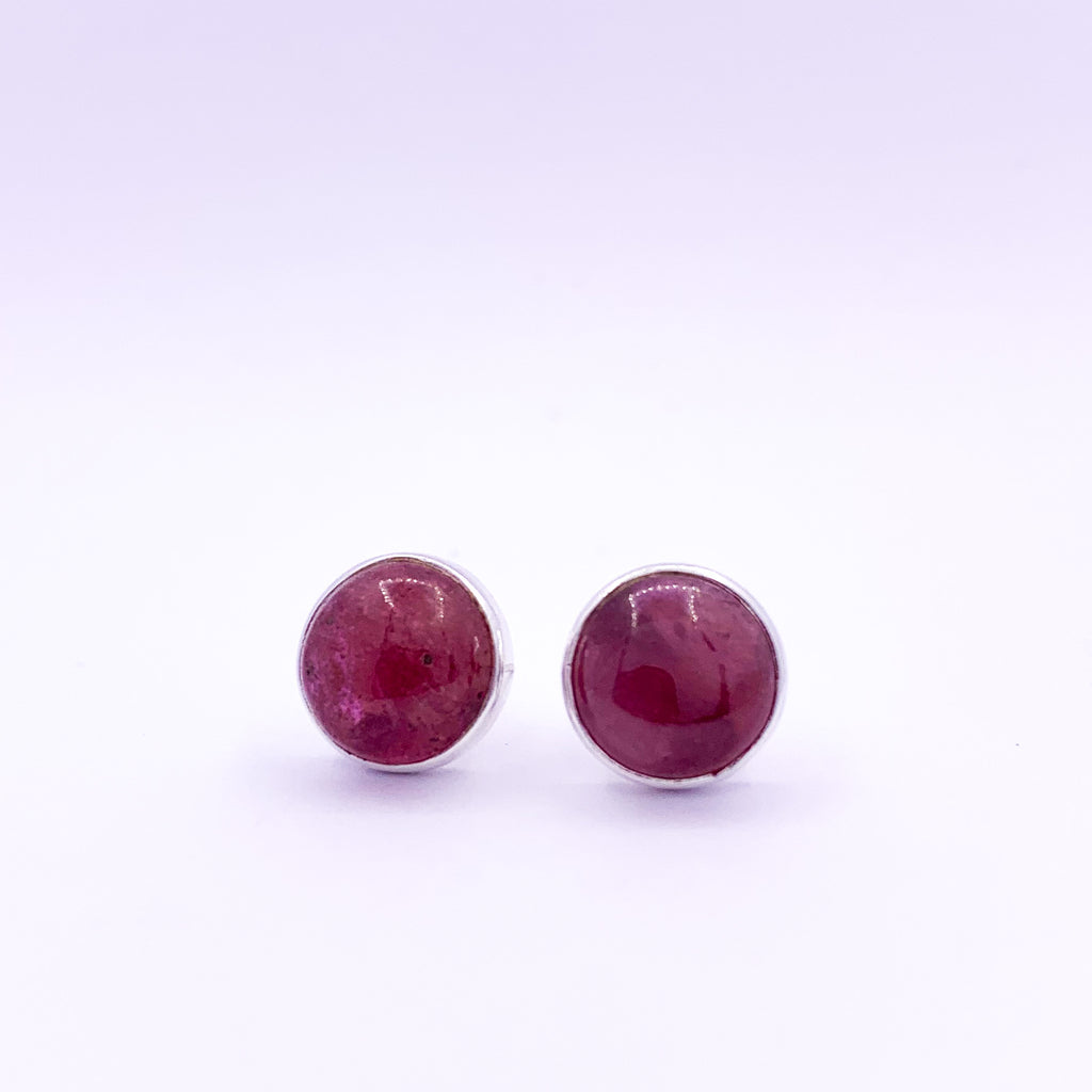 Ruby Earrings | Round Stud Earrings - Earthly Beauty Jewellery