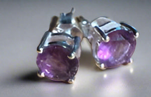 Amethyst Studs in Sterling Silver