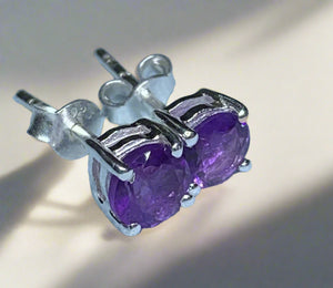 Amethyst Studs in Sterling Silver