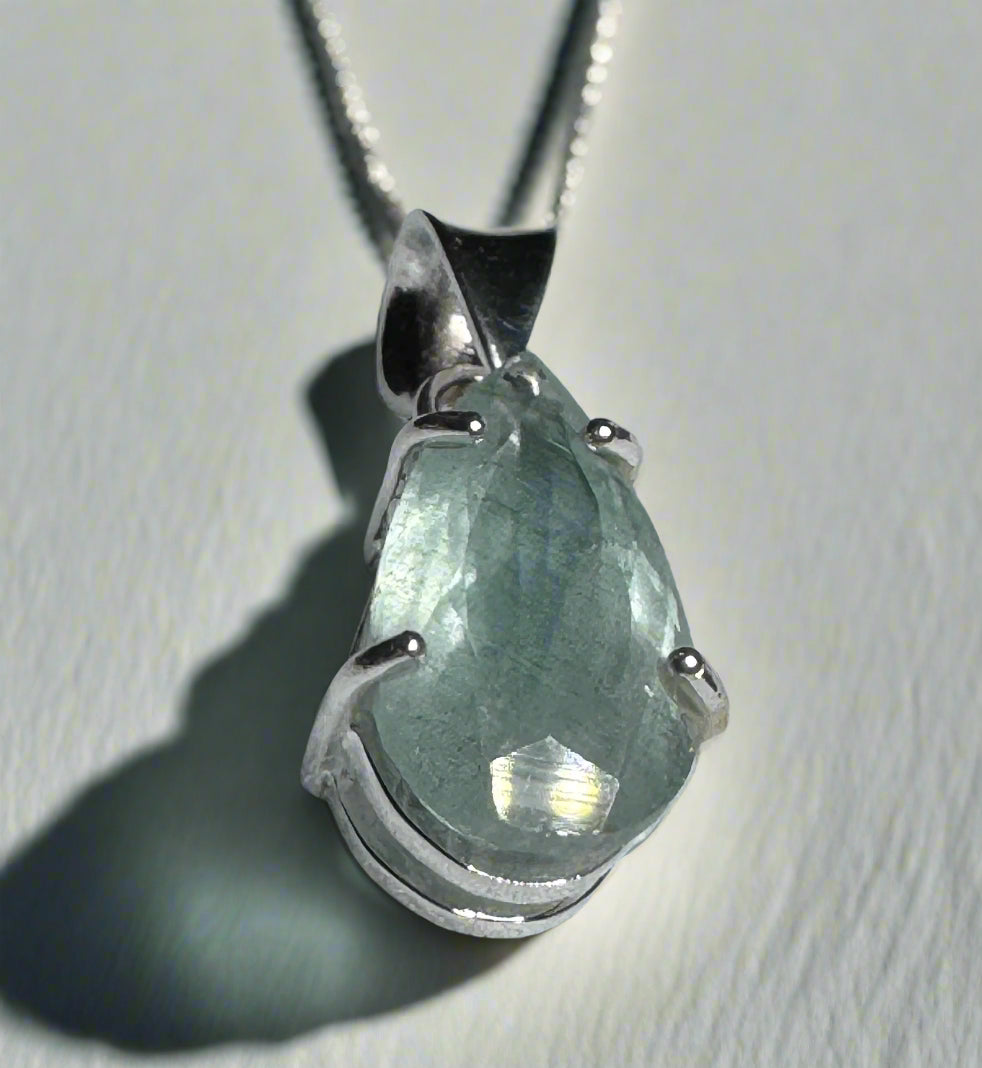 Aquamarine Pendant | Sterling Silver