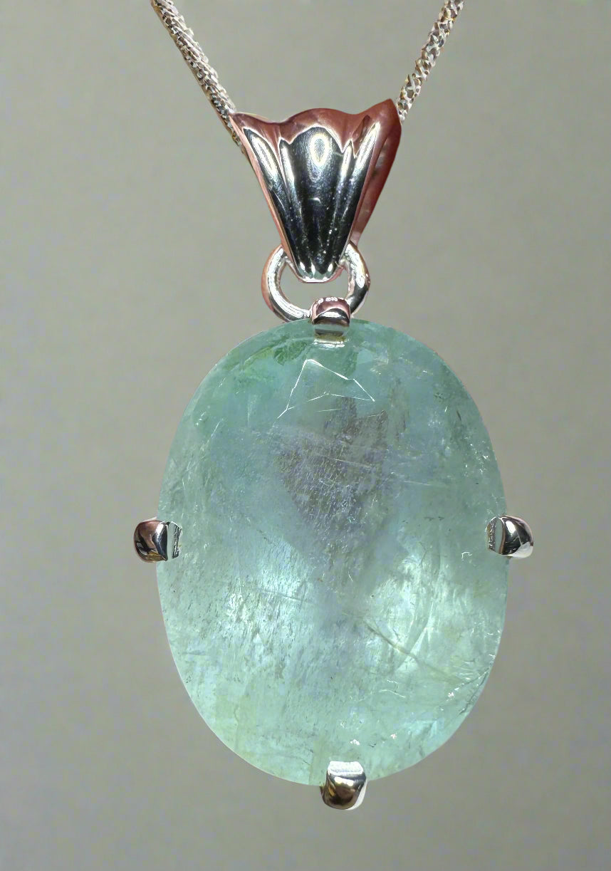Aquamarine Pendant | Sterling Silver