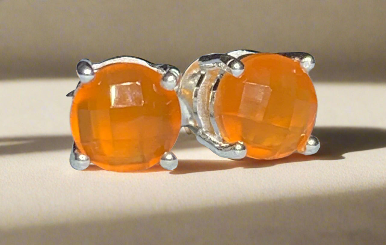 Facetted Carnelian Studs