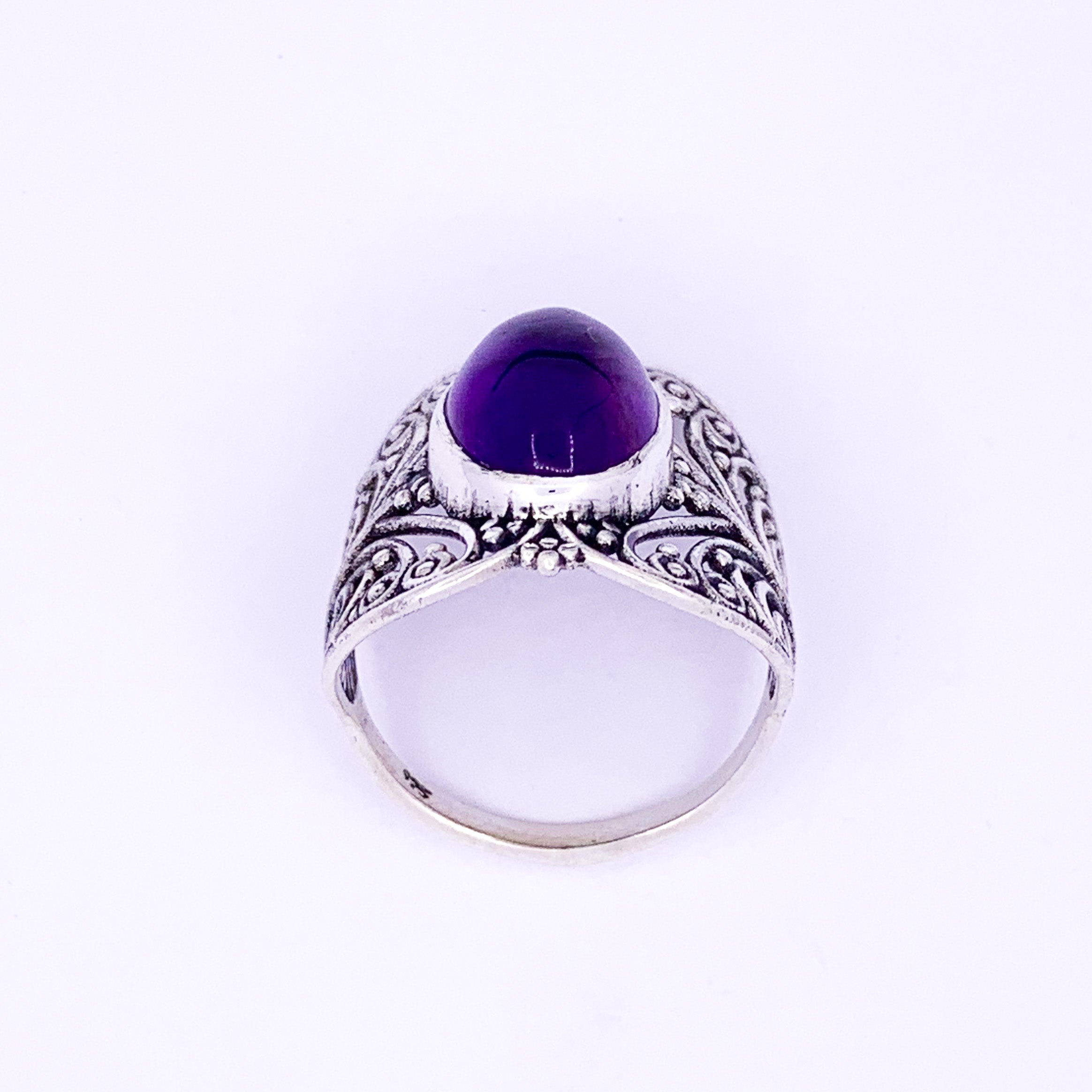 Silver Ring | Purple Amethyst Stone - Earthly Beauty Jewellery