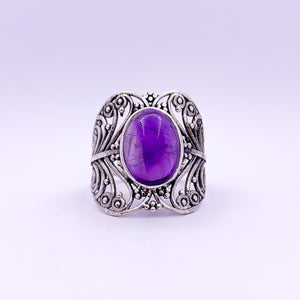 Silver Ring | Purple Amethyst Stone - Earthly Beauty Jewellery