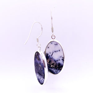 Oval Drop Earrings | Dendritic Agate - Earthly Beauty Jewellery