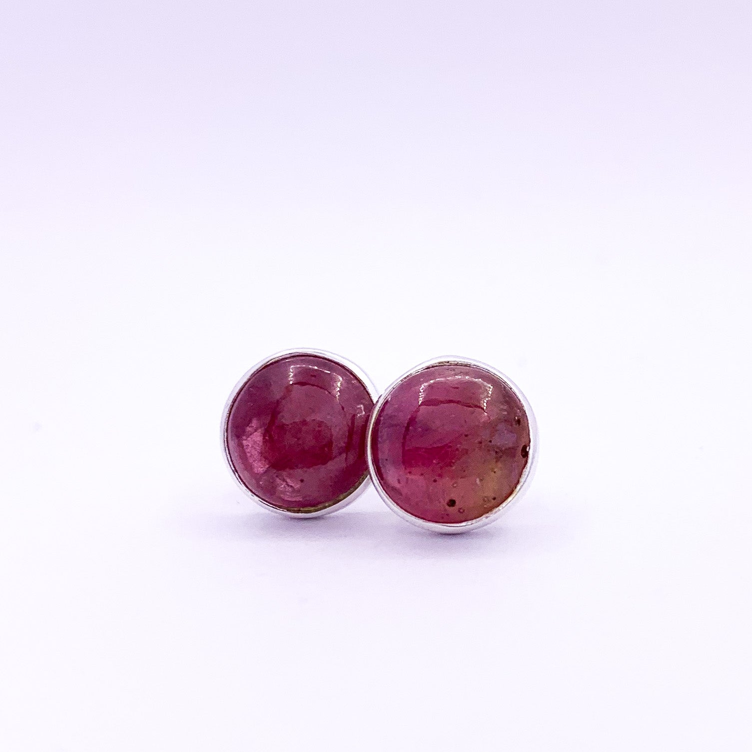 Ruby Earrings | Round Stud Earrings - Earthly Beauty Jewellery