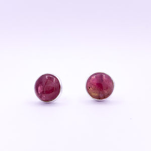 Ruby Earrings | Round Stud Earrings - Earthly Beauty Jewellery