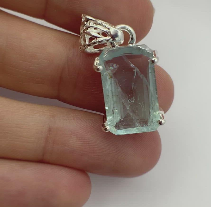 Aquamarine Pendant | Sterling Silver