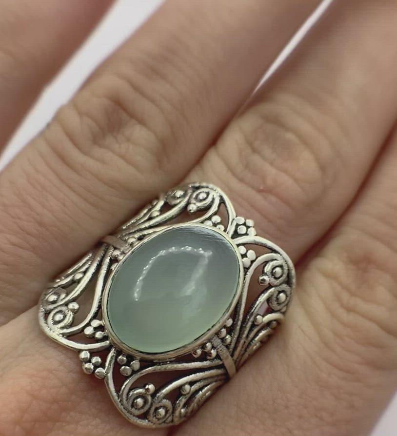 Silver Ring | Blue Chalcedony