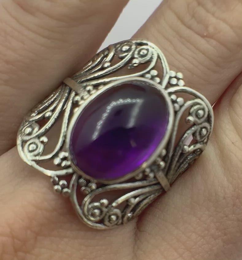 Silver Ring | Purple Amethyst Stone